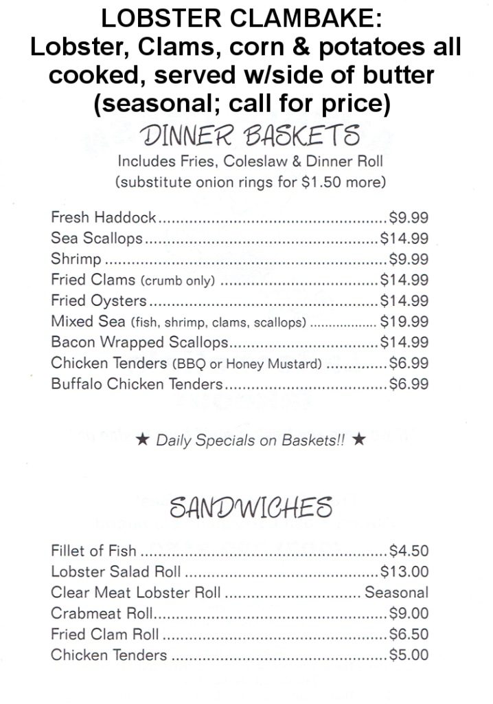 Always Fresh Larochelles Seafood Restaurant Auburn Maine MenusInLA Lewiston & Auburn Maine