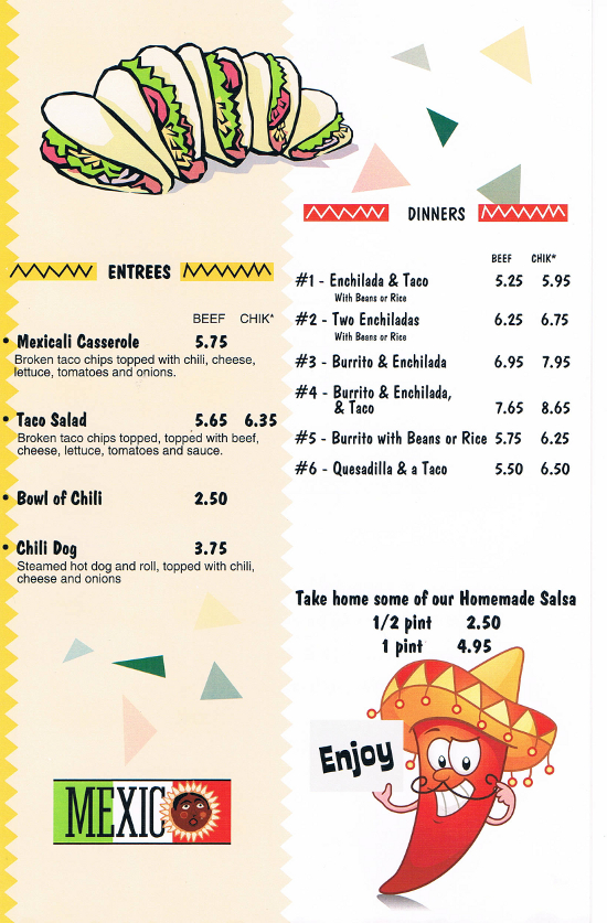 South of the Border Mexican Lewiston Maine Menu - MenusInLA - Lewiston