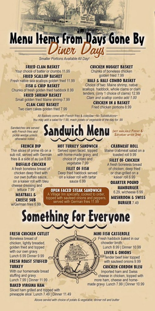The Village Inn Seafood Restaurant Auburn Maine Menu MenusInLA Lewiston & Auburn Maine