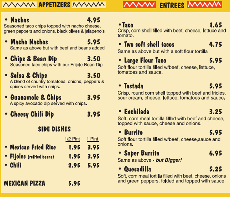 South of the Border Mexican Lewiston Maine Menu - MenusInLA - Lewiston